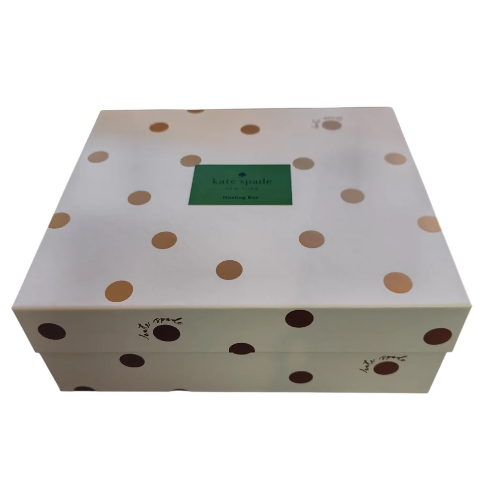 NWT Kate Spade Polka Gold Dot Nesting Box - Cream & Gold
